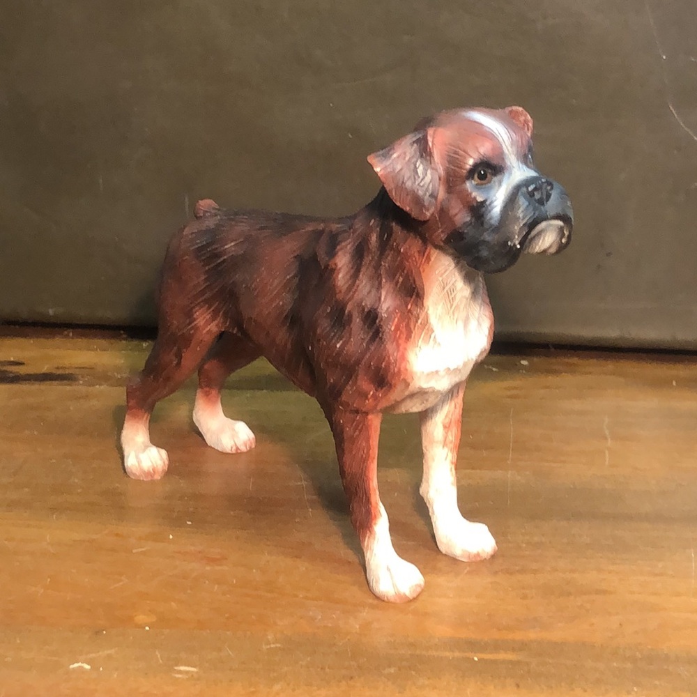 Vintage Plaster Boxer Dog Figure 6" by 7”wide